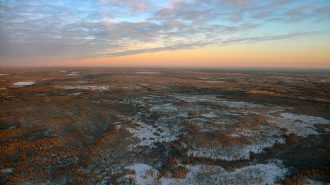 Northern Alberta can be bleak and lonely; it can also be beautiful at sunrise.